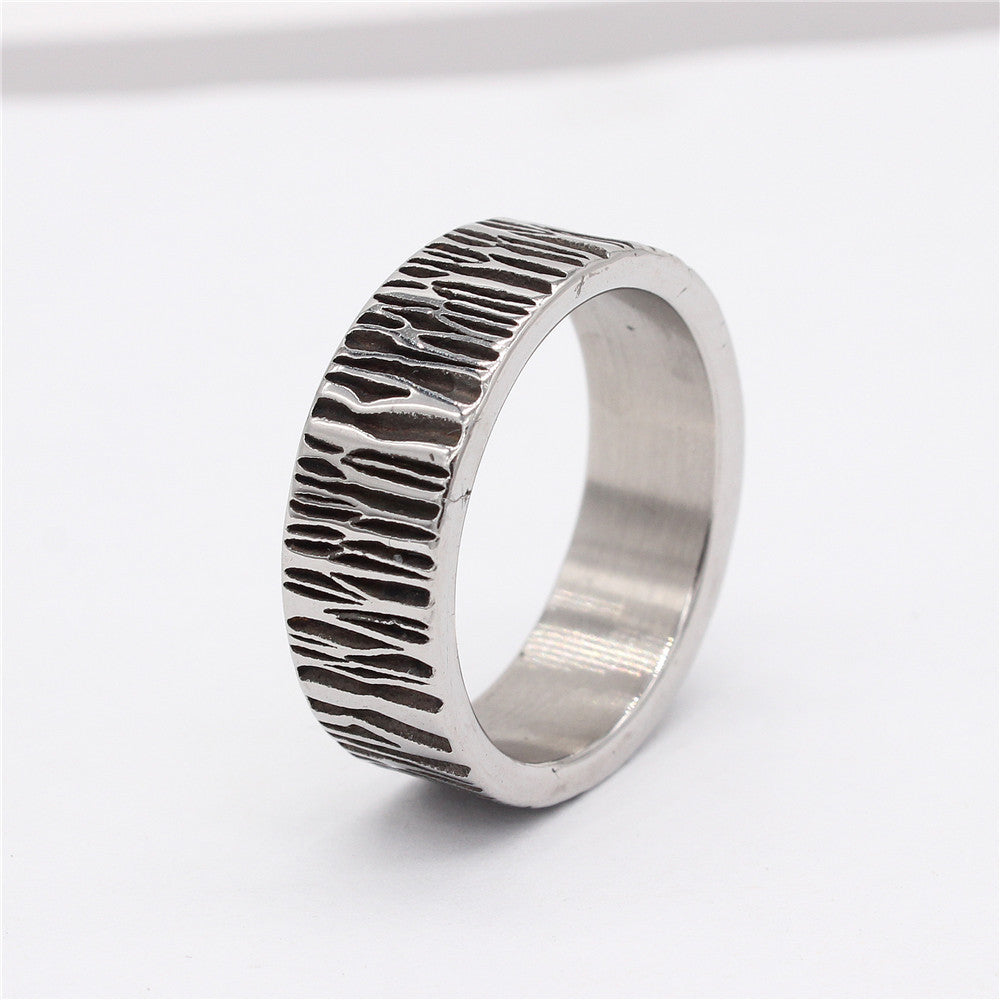 Steel color bark texture ring - top view