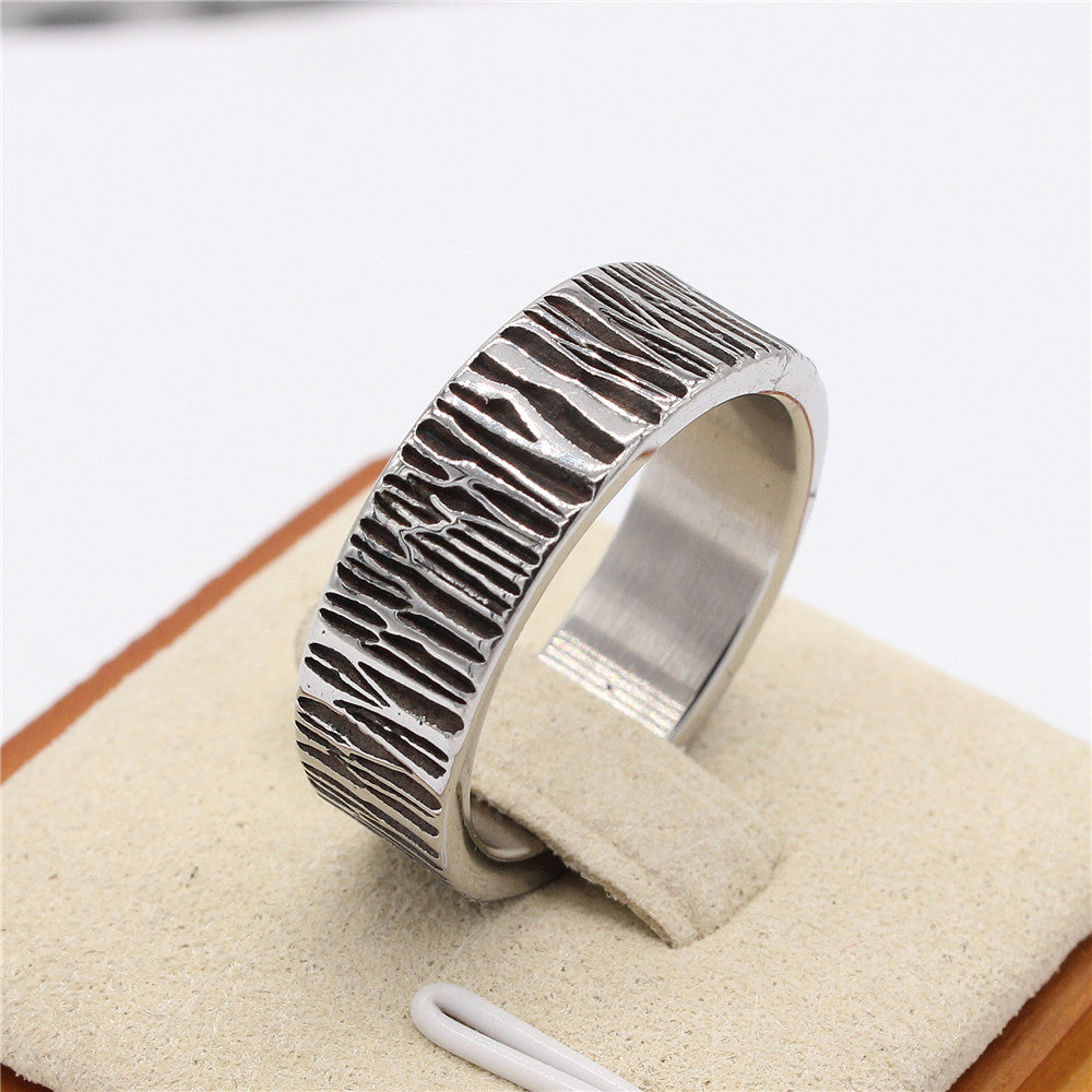 Steel color bark texture ring - angle