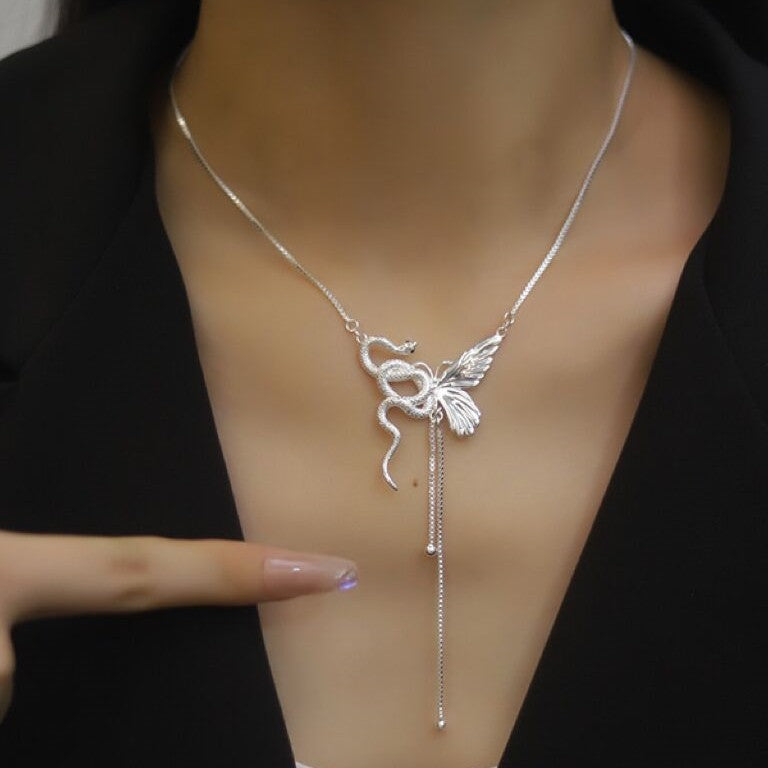 Maison Butterfly & Serpent Pendant Necklace