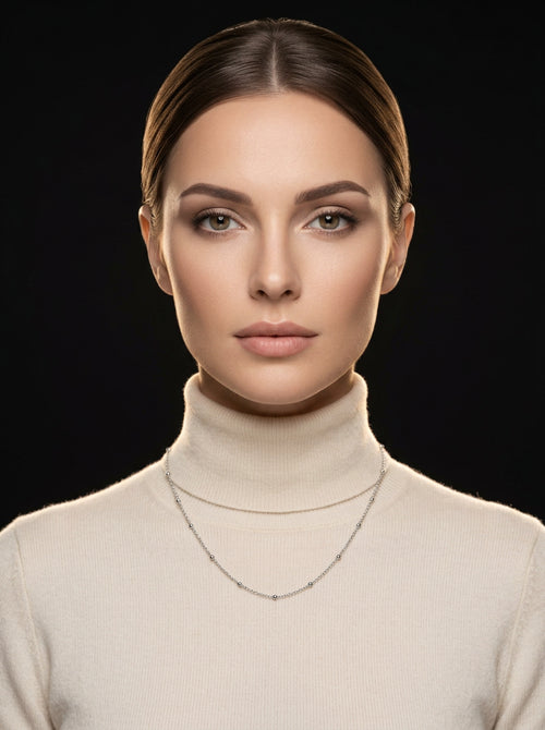 Aurelia Beaded Chain Necklace - Silver / Steel
